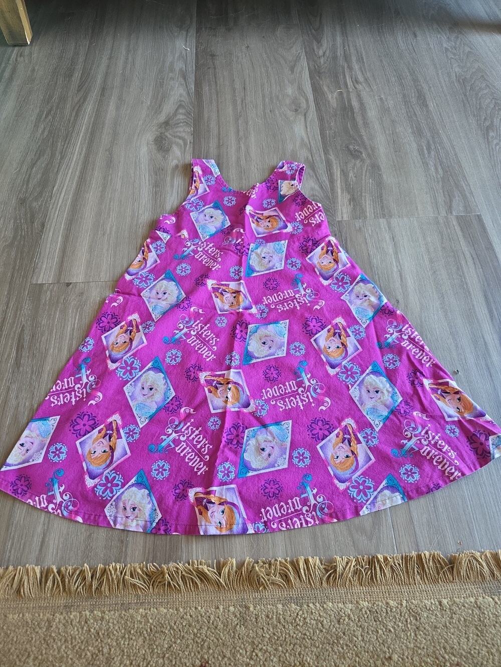 Frozen Elsa Anna Print Dress Handmade Size 4/5 Girls